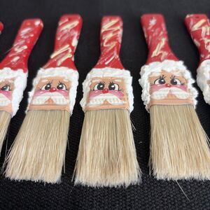 Handmade Santa Paintbrush Christmas Ornament Decoration lot of 15